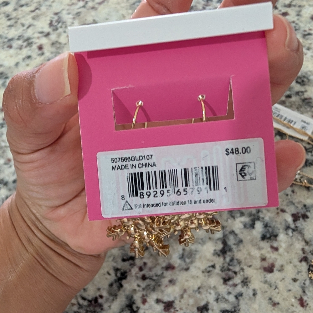 Betsey Johnson Christmas Gold and Silver Floral Necklace Set - Picture 3 of 4